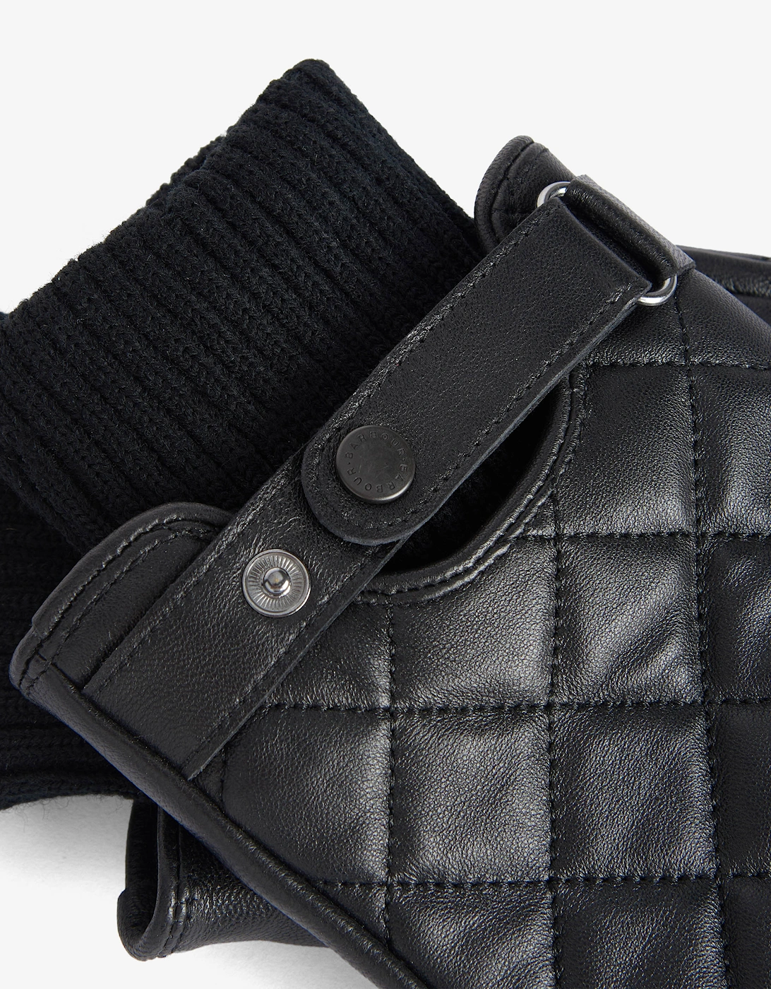 Mens Quilted Leather Gloves - Black
