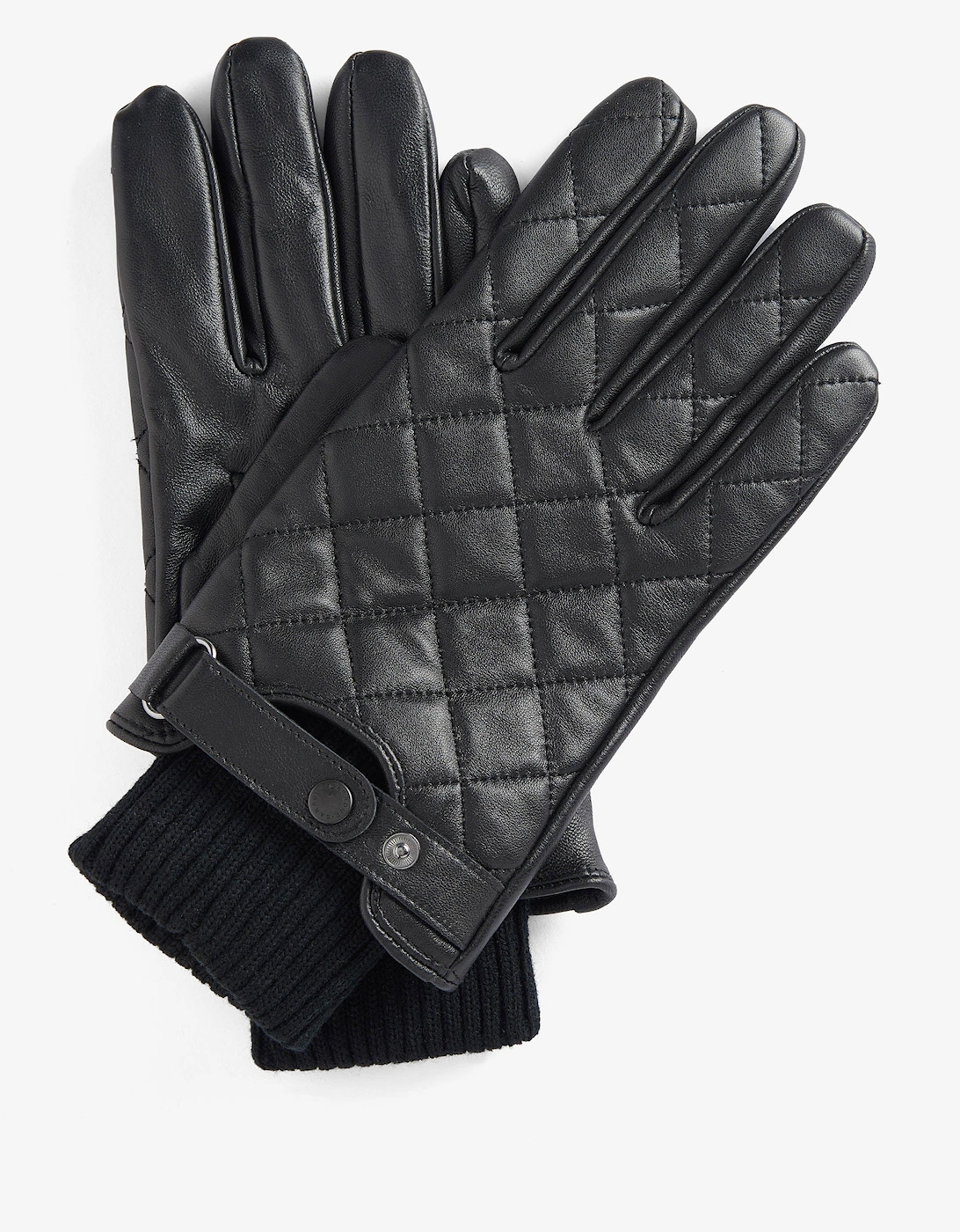 Mens Quilted Leather Gloves - Black, 4 of 3