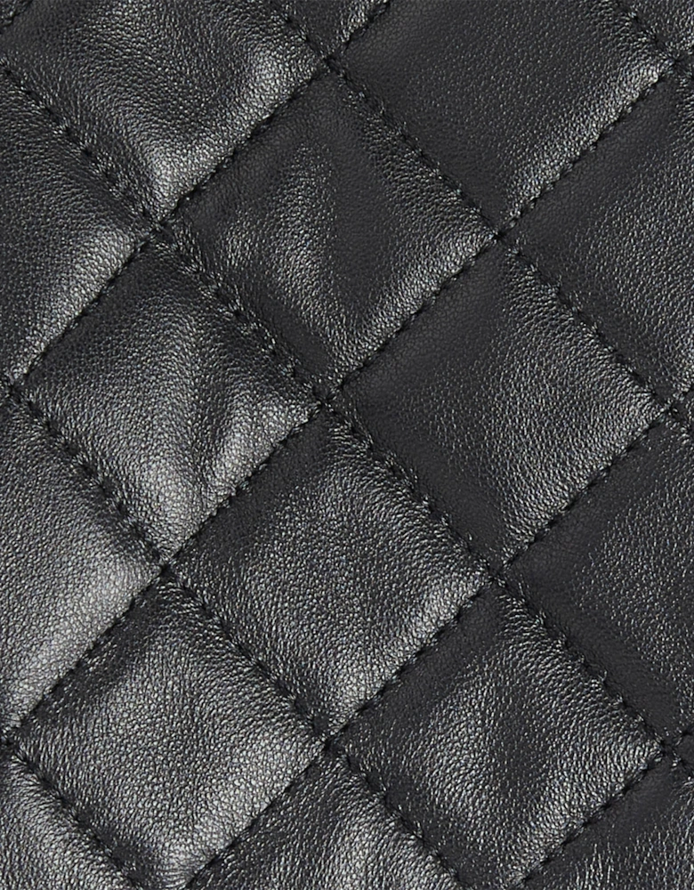 Mens Quilted Leather Gloves - Black