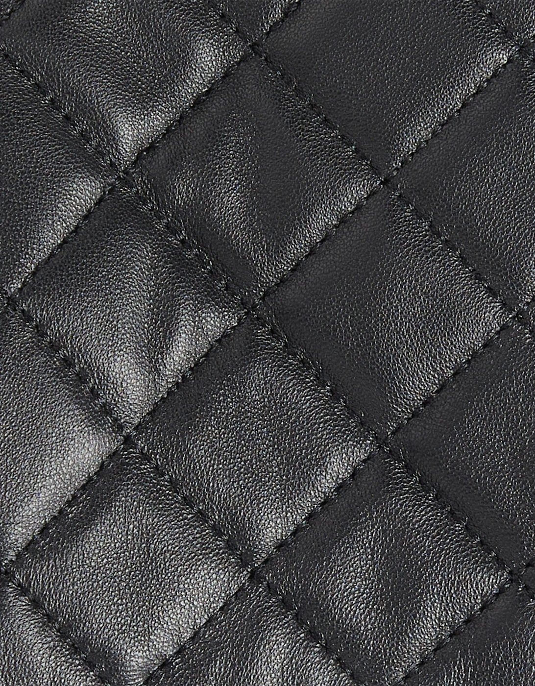 Mens Quilted Leather Gloves - Black