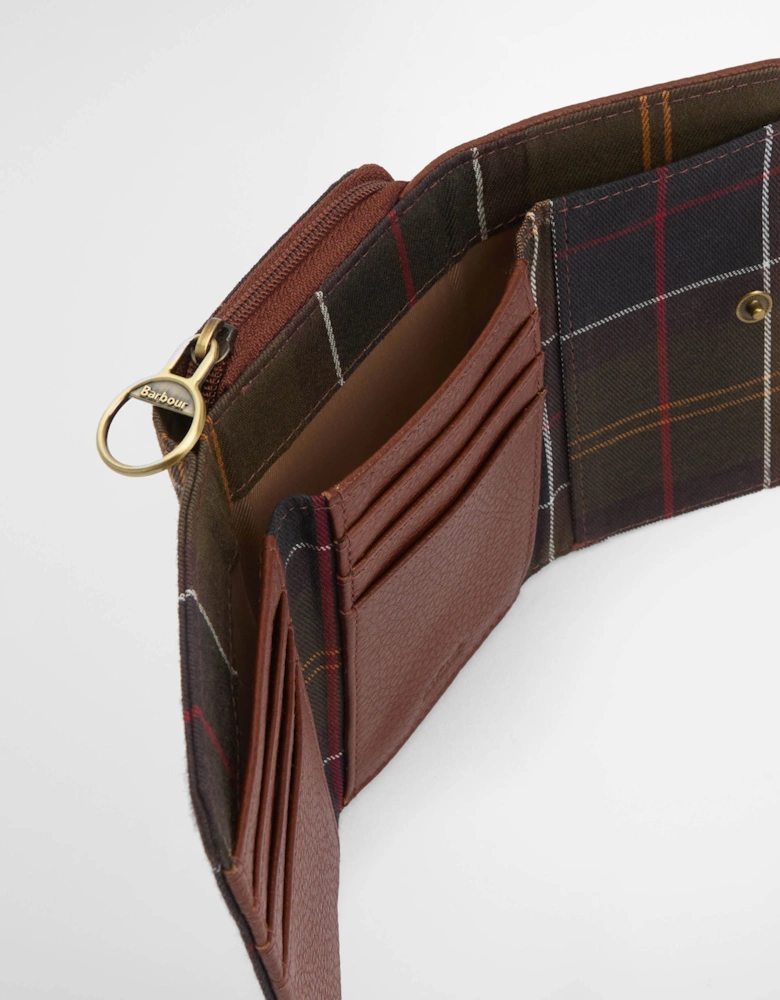 Rosa Womens Leather French Purse - Brown/Classic Tartan