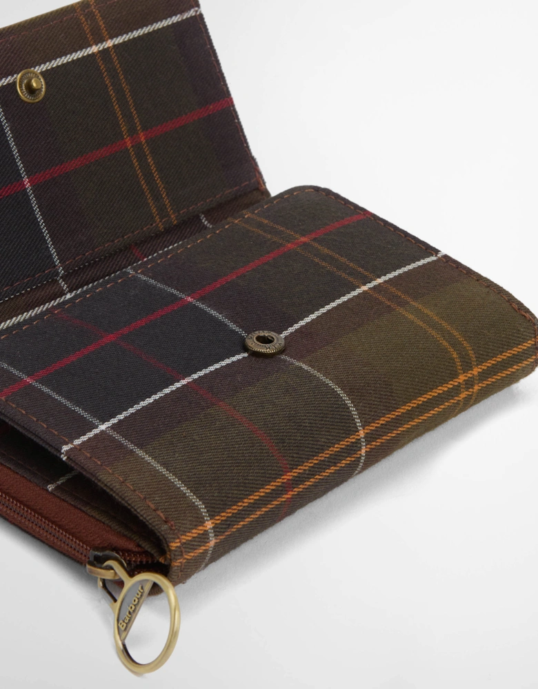 Rosa Womens Leather French Purse - Brown/Classic Tartan