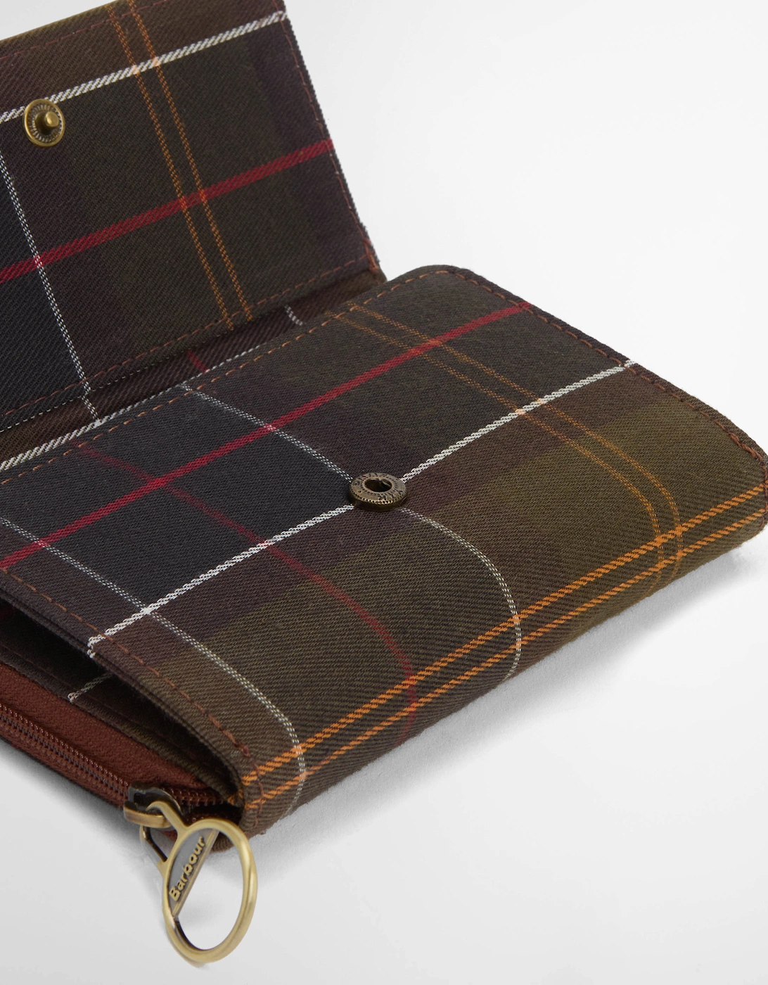 Rosa Womens Leather French Purse - Brown/Classic Tartan