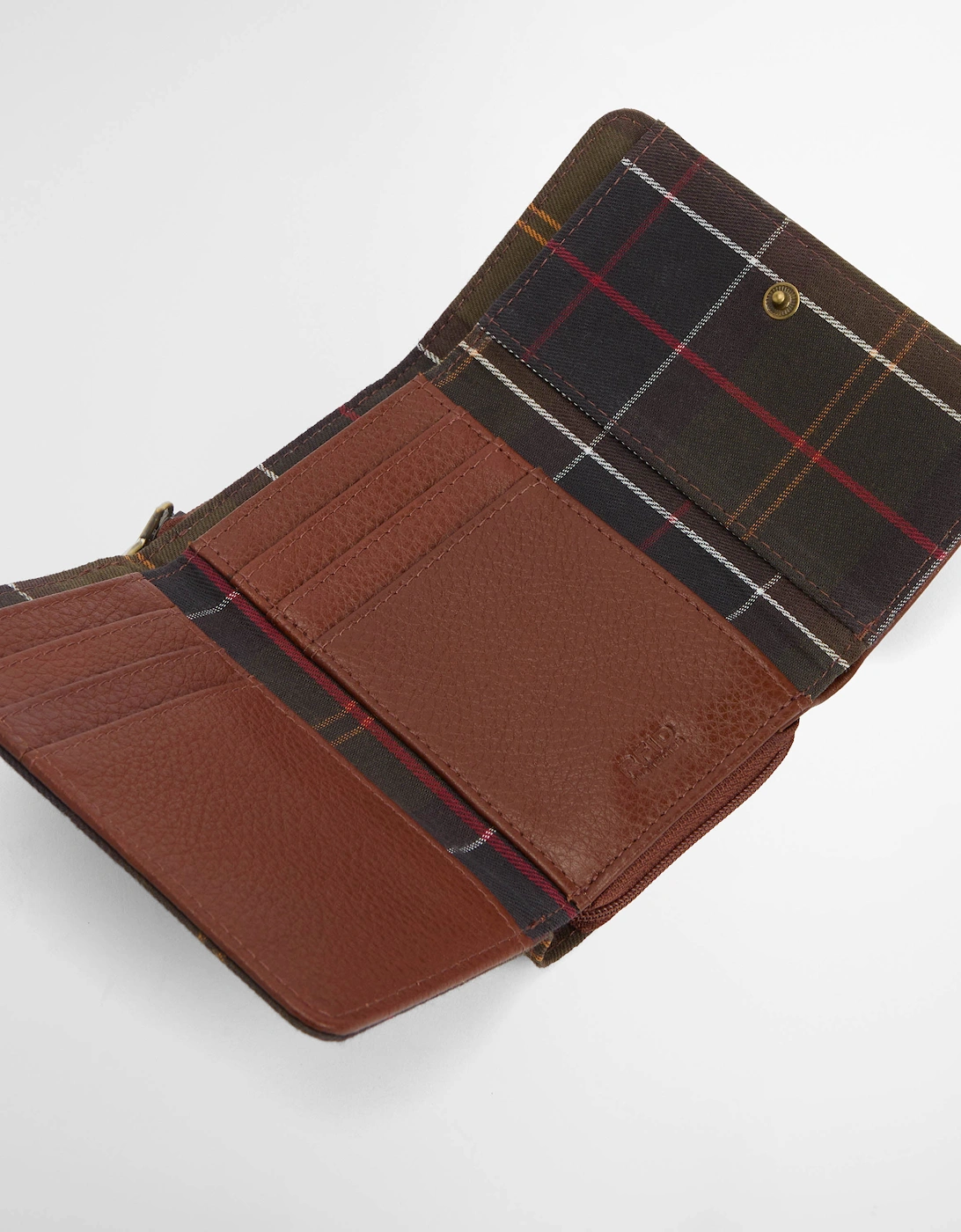 Rosa Womens Leather French Purse - Brown/Classic Tartan
