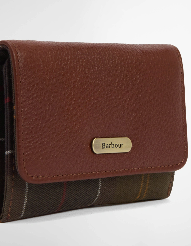 Rosa Womens Leather French Purse - Brown/Classic Tartan