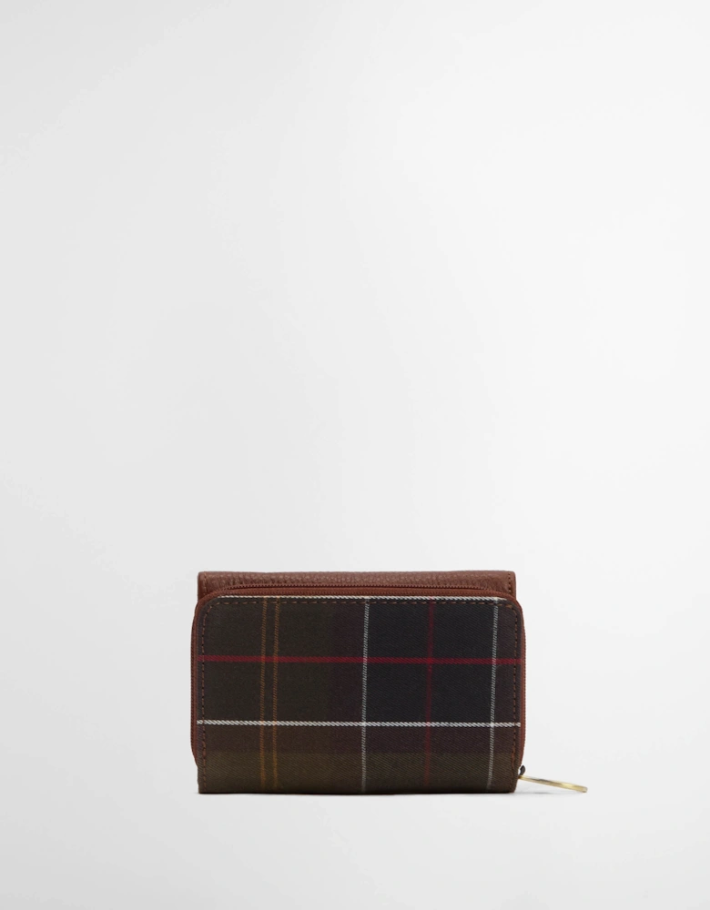 Rosa Womens Leather French Purse - Brown/Classic Tartan