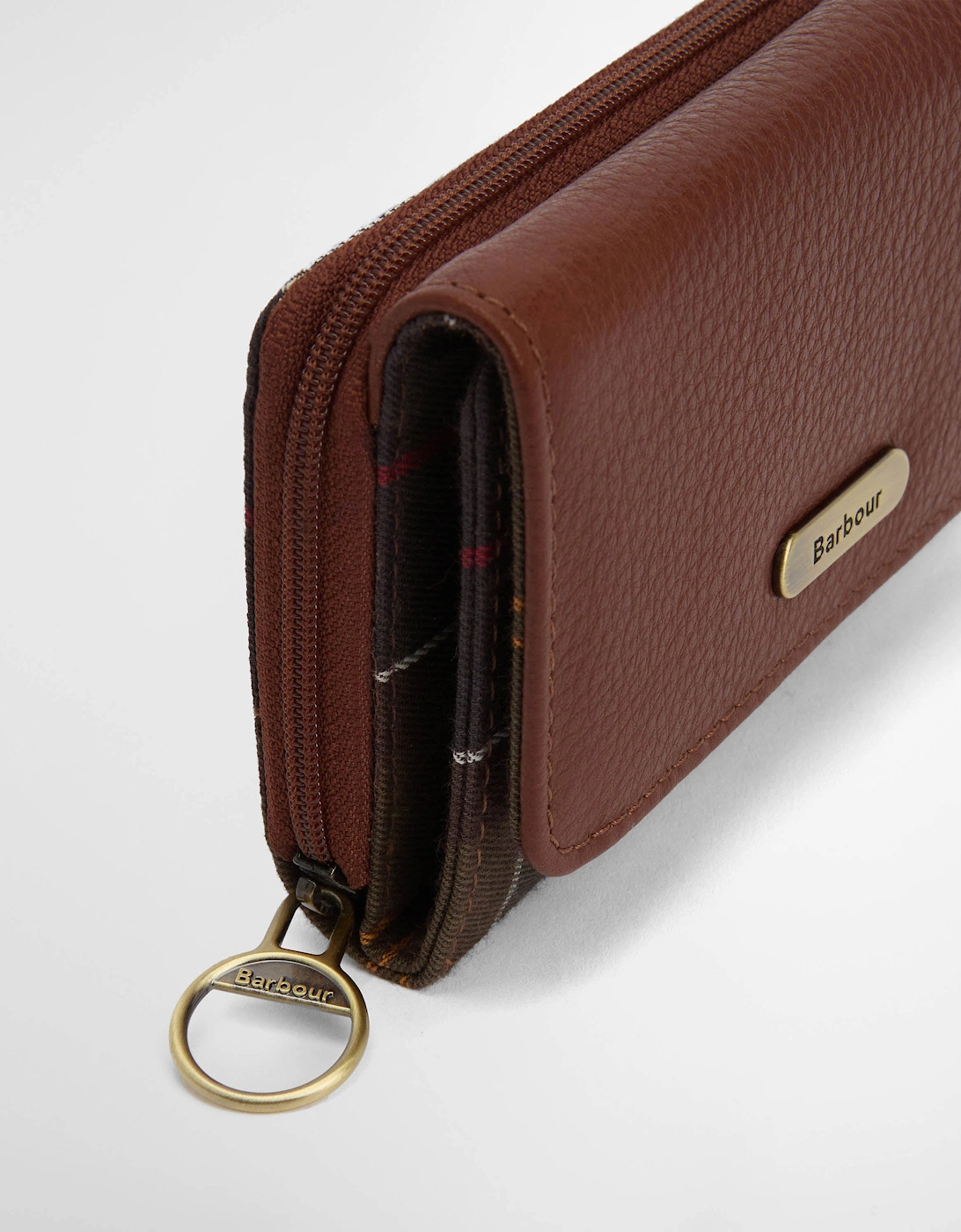 Rosa Womens Leather French Purse - Brown/Classic Tartan