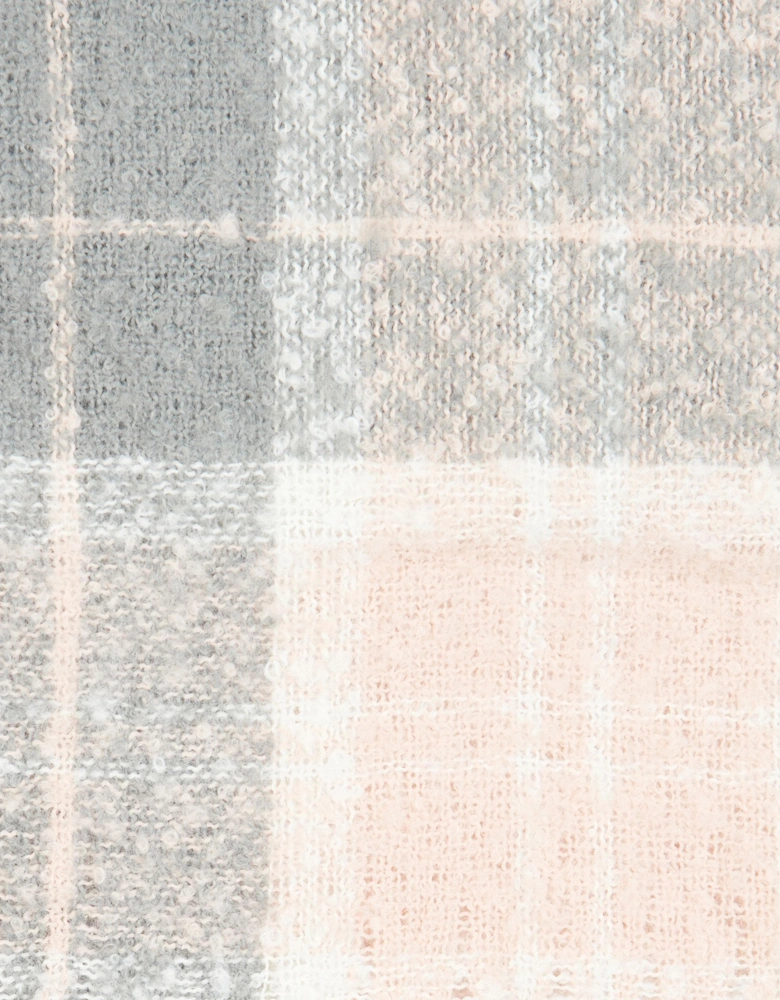 Saltburn Beanie & Tartan Scarf Set - Grey Rose