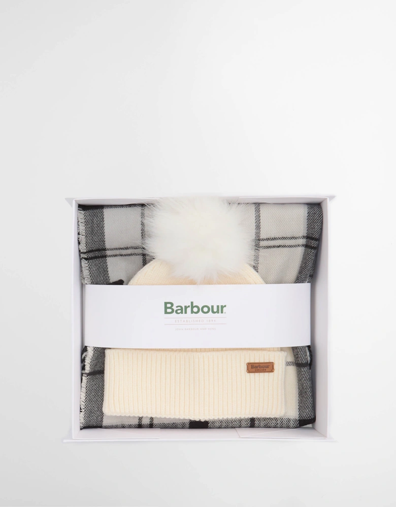 Saltburn Beanie & Tartan Scarf Set - Ancient Loden/Dk Green