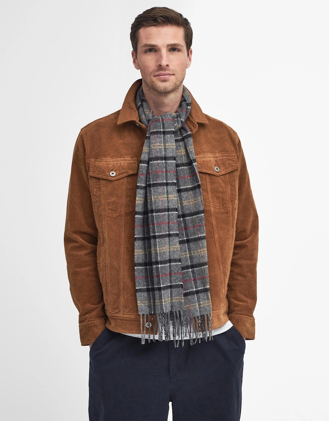 Women's Barbour Tartan Unisex Lambswool Scarf - Modern - Brown - Size: ONE size