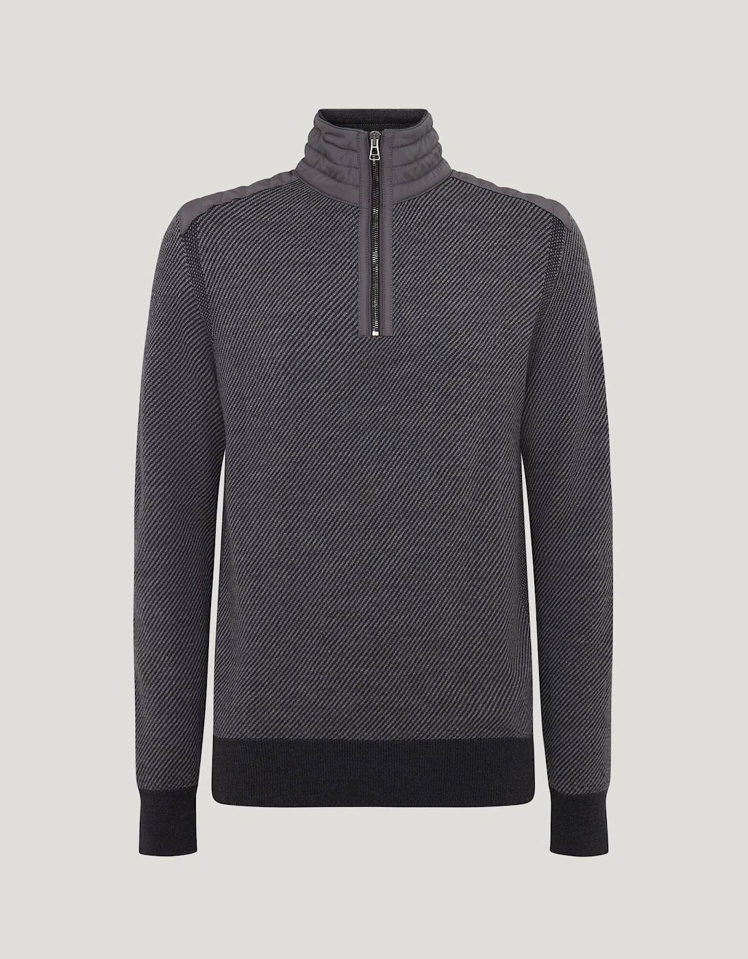 Kilmington Mens Quarter Zip Funnel Neck Jumper - Charcoal/Mid Grey, 4 of 3
