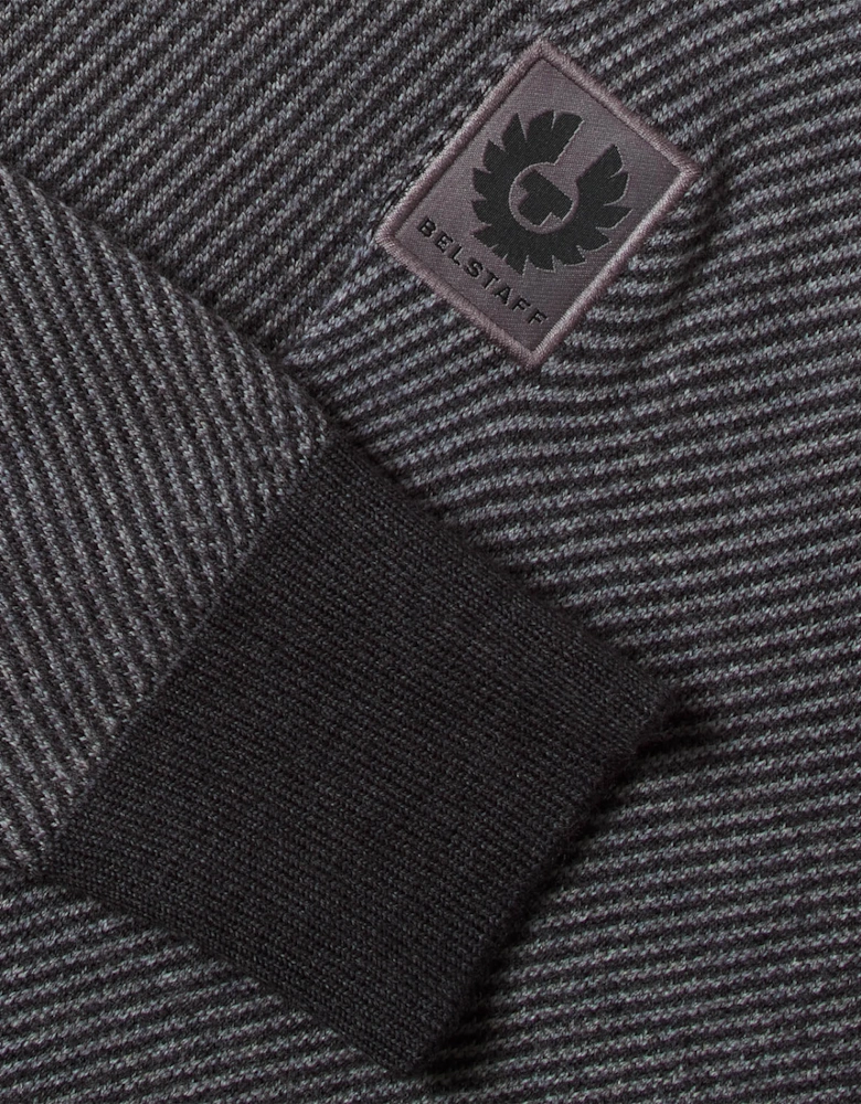 Kilmington Mens Quarter Zip Funnel Neck Jumper - Charcoal/Mid Grey