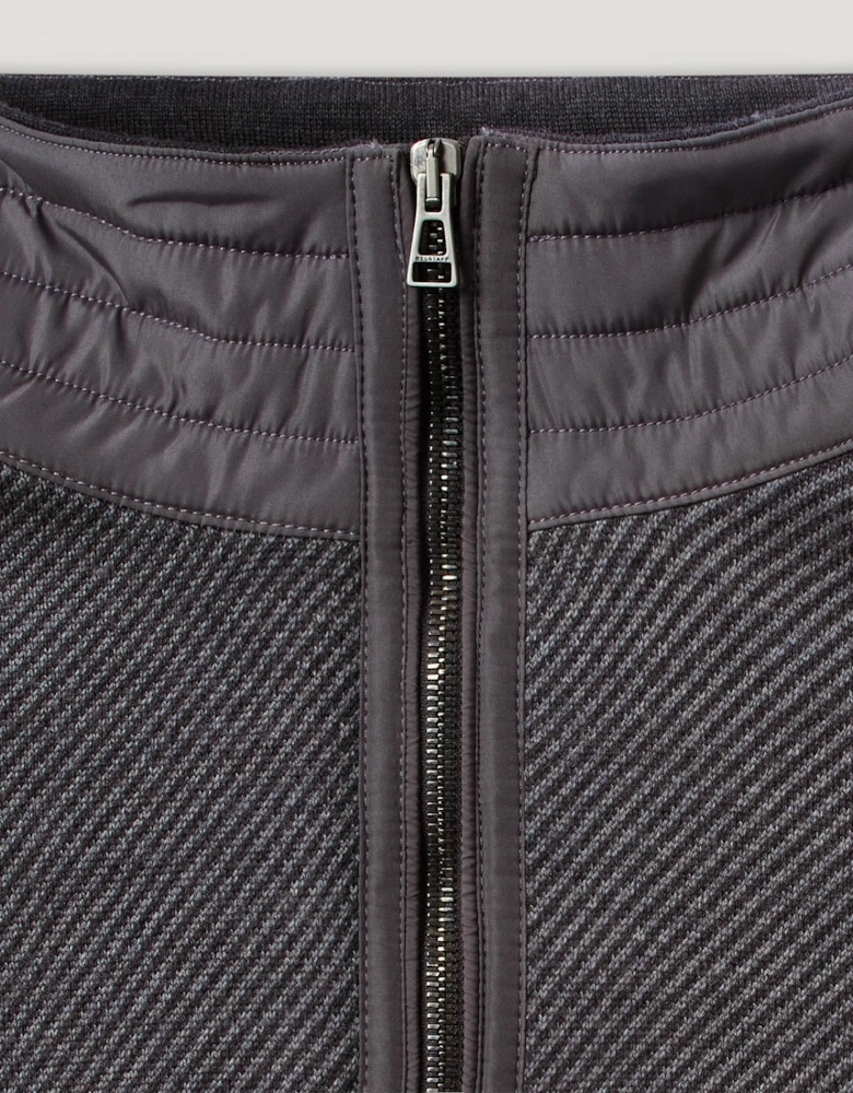 Kilmington Mens Quarter Zip Funnel Neck Jumper - Charcoal/Mid Grey