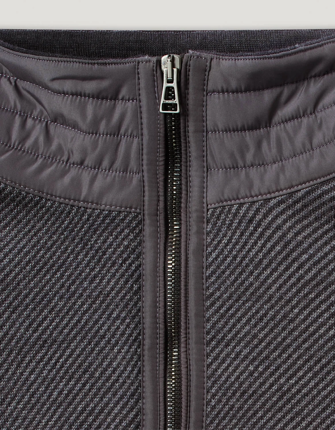 Kilmington Mens Quarter Zip Funnel Neck Jumper - Charcoal/Mid Grey