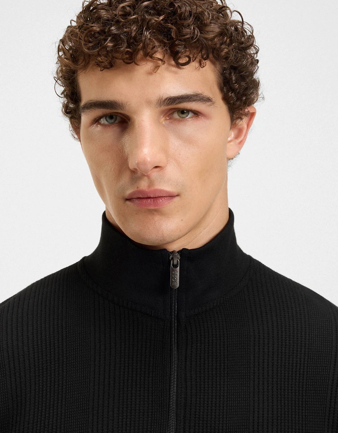 BOSS Orange Structure Mens 1/4 Zip Loungewear Top - Black 001