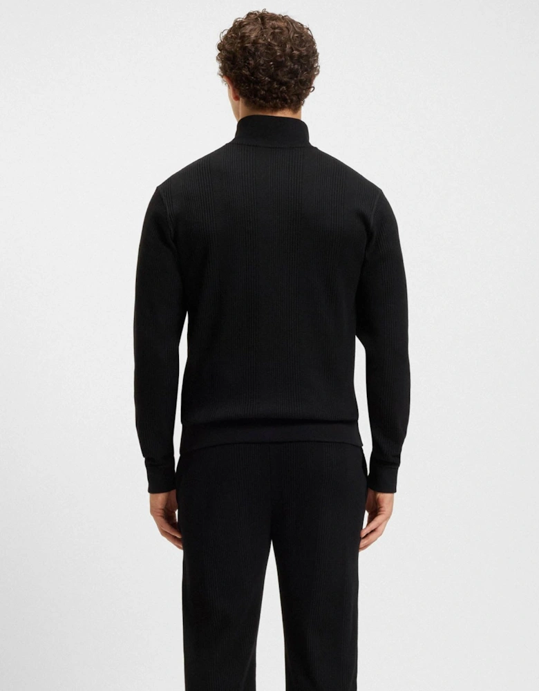 BOSS Orange Structure Mens 1/4 Zip Loungewear Top - Black 001