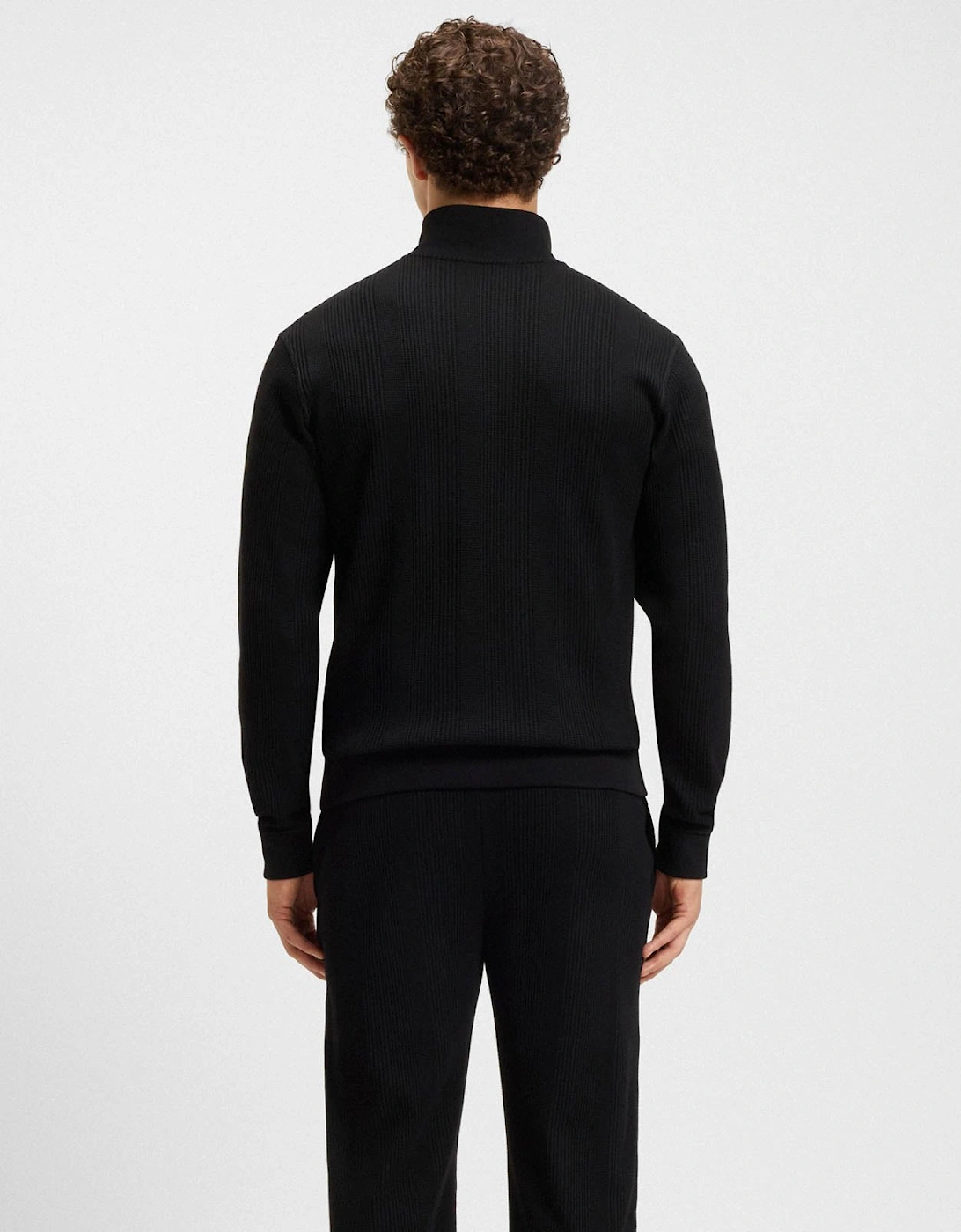 BOSS Orange Structure Mens 1/4 Zip Loungewear Top - Black 001
