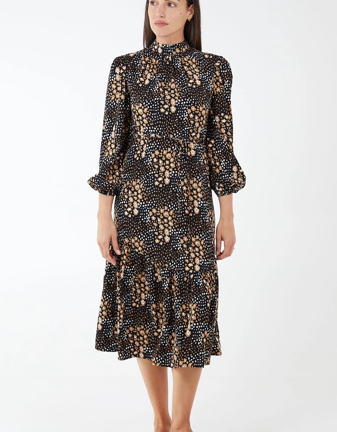 High Neck Tie Back Midi Dress, 2 of 1
