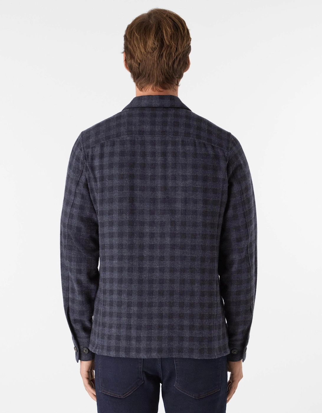 Tramore Mens Brushed Cotton Overshirt -  Navy Check