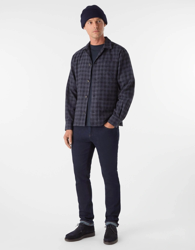 Tramore Mens Brushed Cotton Overshirt -  Navy Check