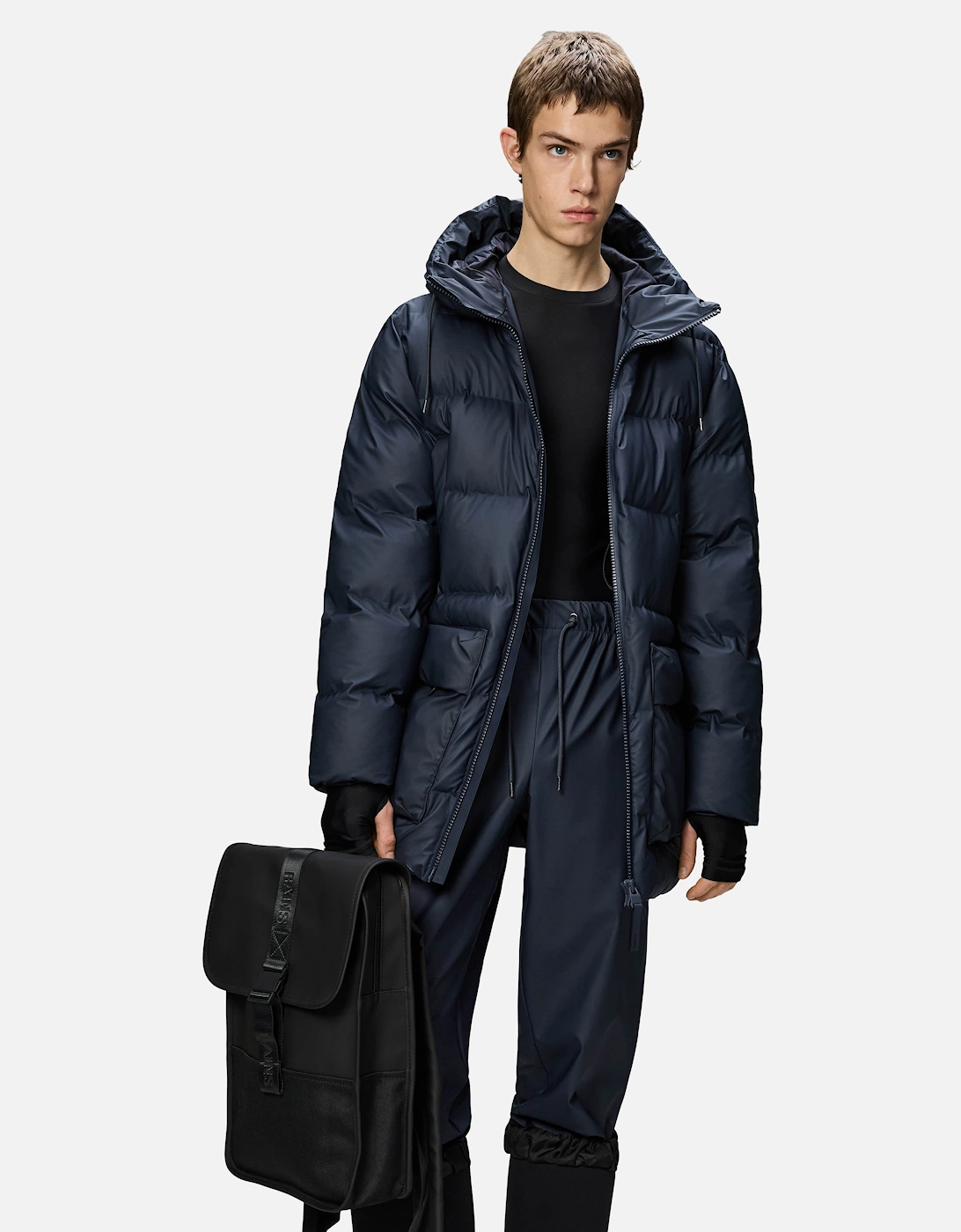 Alta Long Puffer Cargo Jacket - 47 Navy