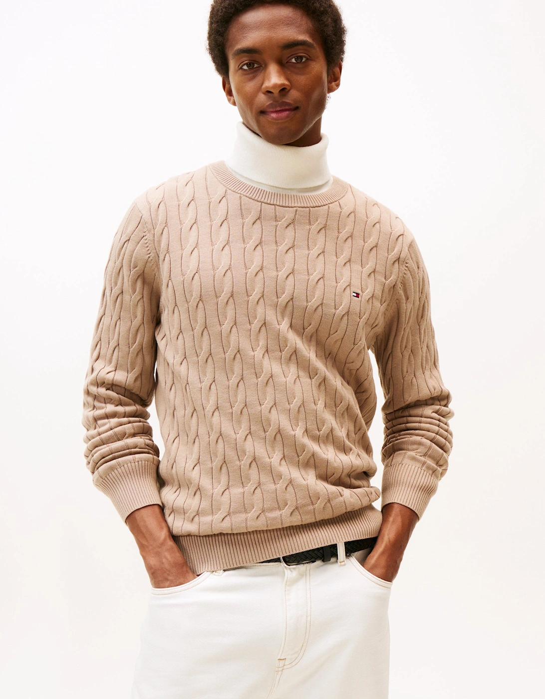 Classic Cable Mens Crew Jumper - Coastal Taupe, 6 of 5