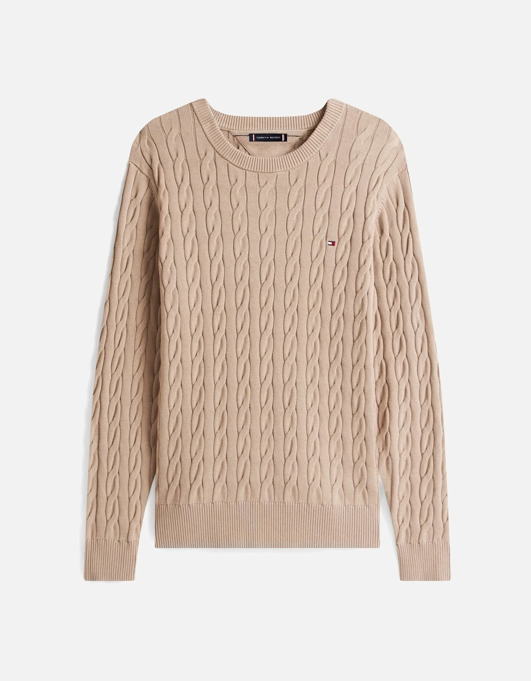 Classic Cable Mens Crew Jumper - Coastal Taupe