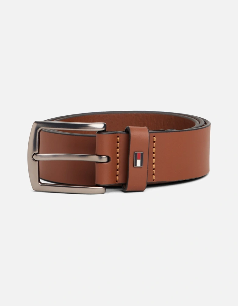 Denton Enamel Flag Mens Leather Belt - Winter Cognac