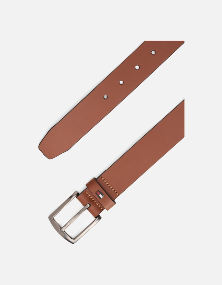 Denton Enamel Flag Mens Leather Belt - Winter Cognac