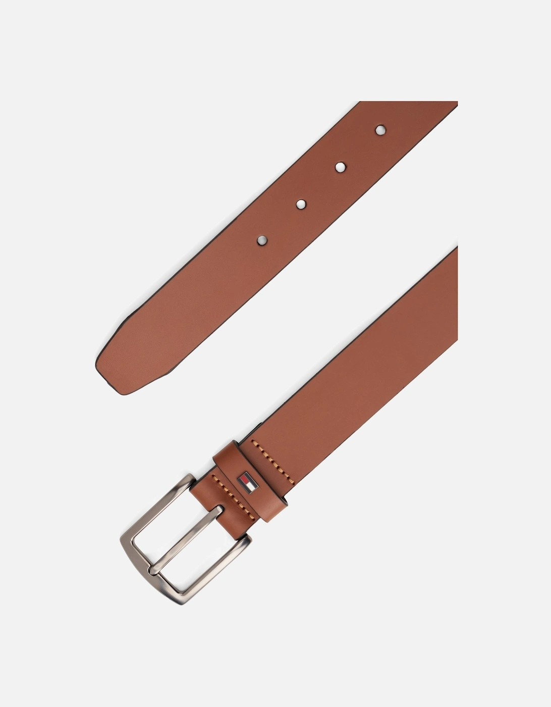 Denton Enamel Flag Mens Leather Belt - Winter Cognac