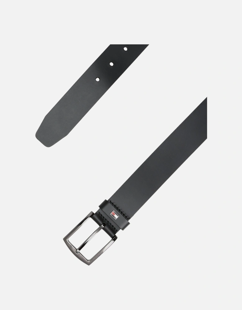 Denton Enamel Flag Mens Leather Belt - Black