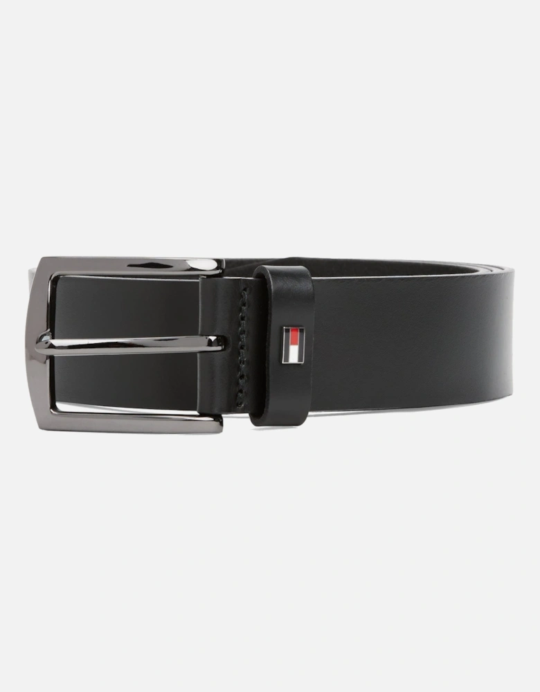 Denton Enamel Flag Mens Leather Belt - Black