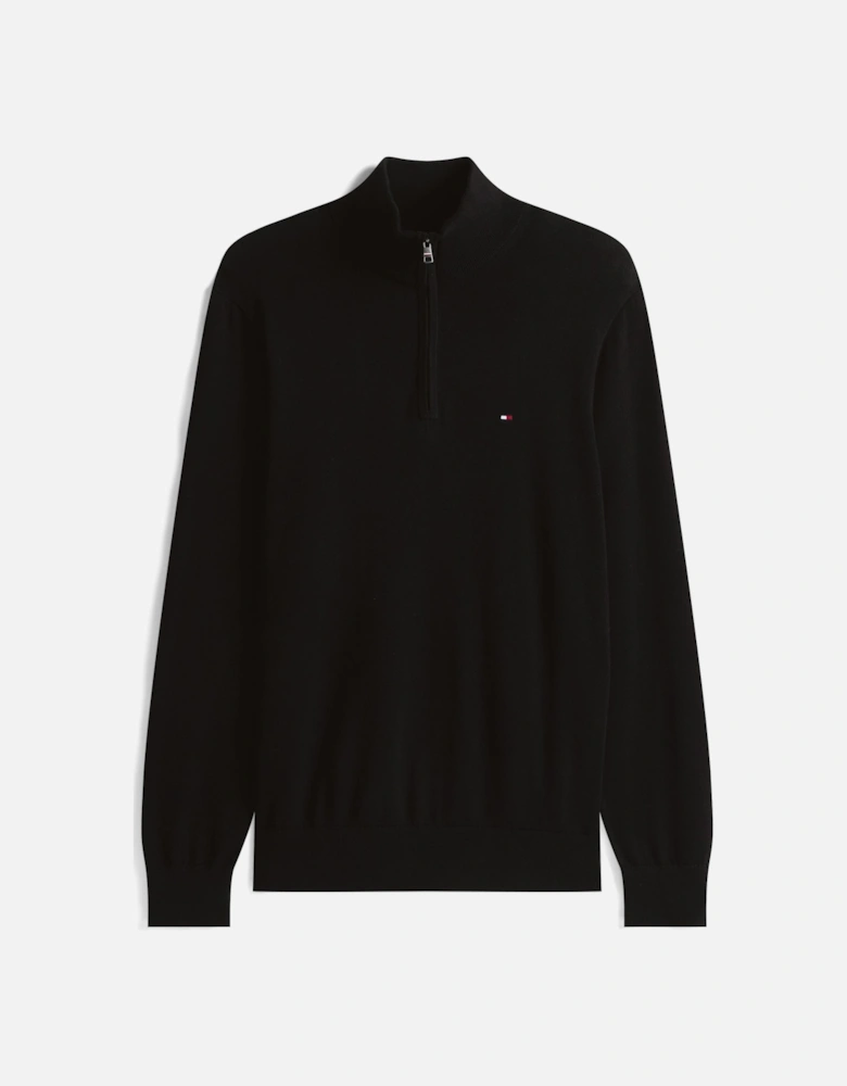 Essential Cotton 1/4 Zip Mock Mens Sweatshirt - Black