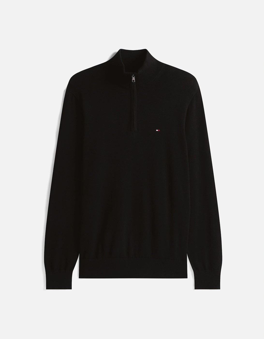 Essential Cotton 1/4 Zip Mock Mens Sweatshirt - Black