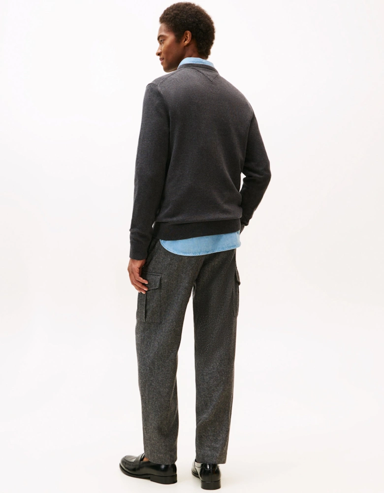 Essential Cotton Crew Neck Mens Sweatshirt - Dark Grey Heather