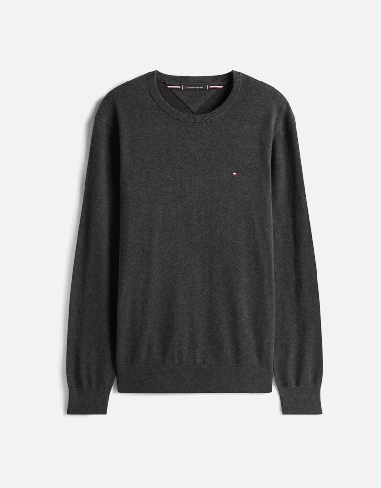 Essential Cotton Crew Neck Mens Sweatshirt - Dark Grey Heather
