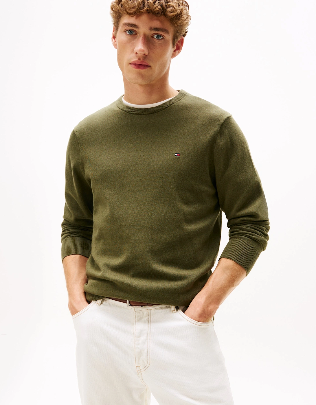 Essential Cotton Crew Neck Mens Sweatshirt - Huntsman Green, 6 of 5