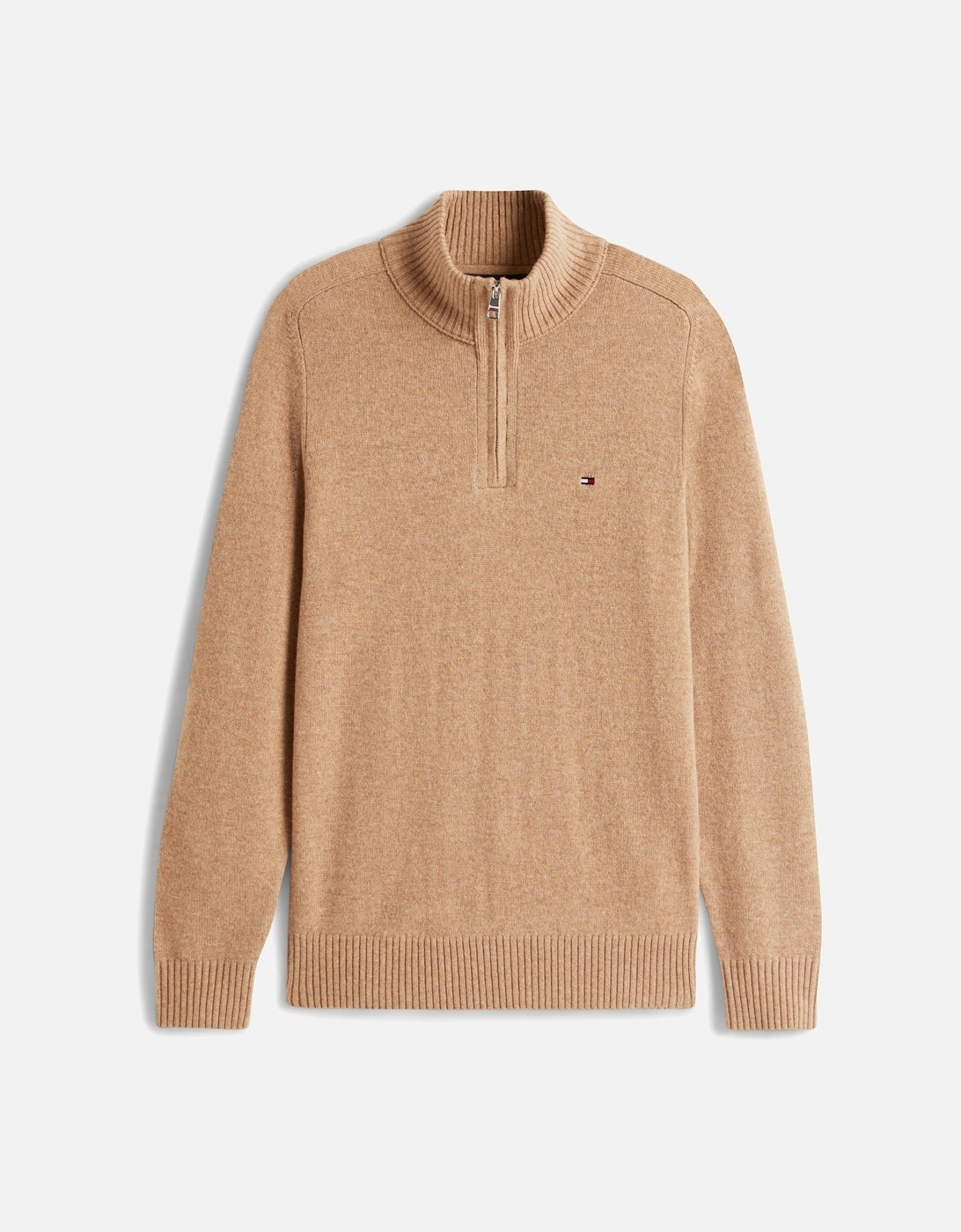 Lambswool Half-Zip Mock Neck Mens Jumper - Safari Canvas Heather