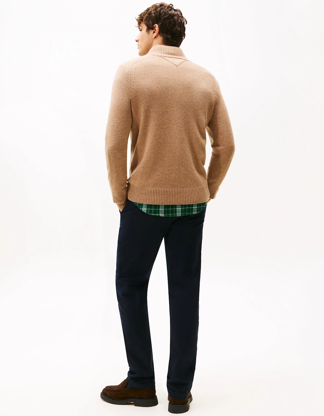 Lambswool Half-Zip Mock Neck Mens Jumper - Safari Canvas Heather