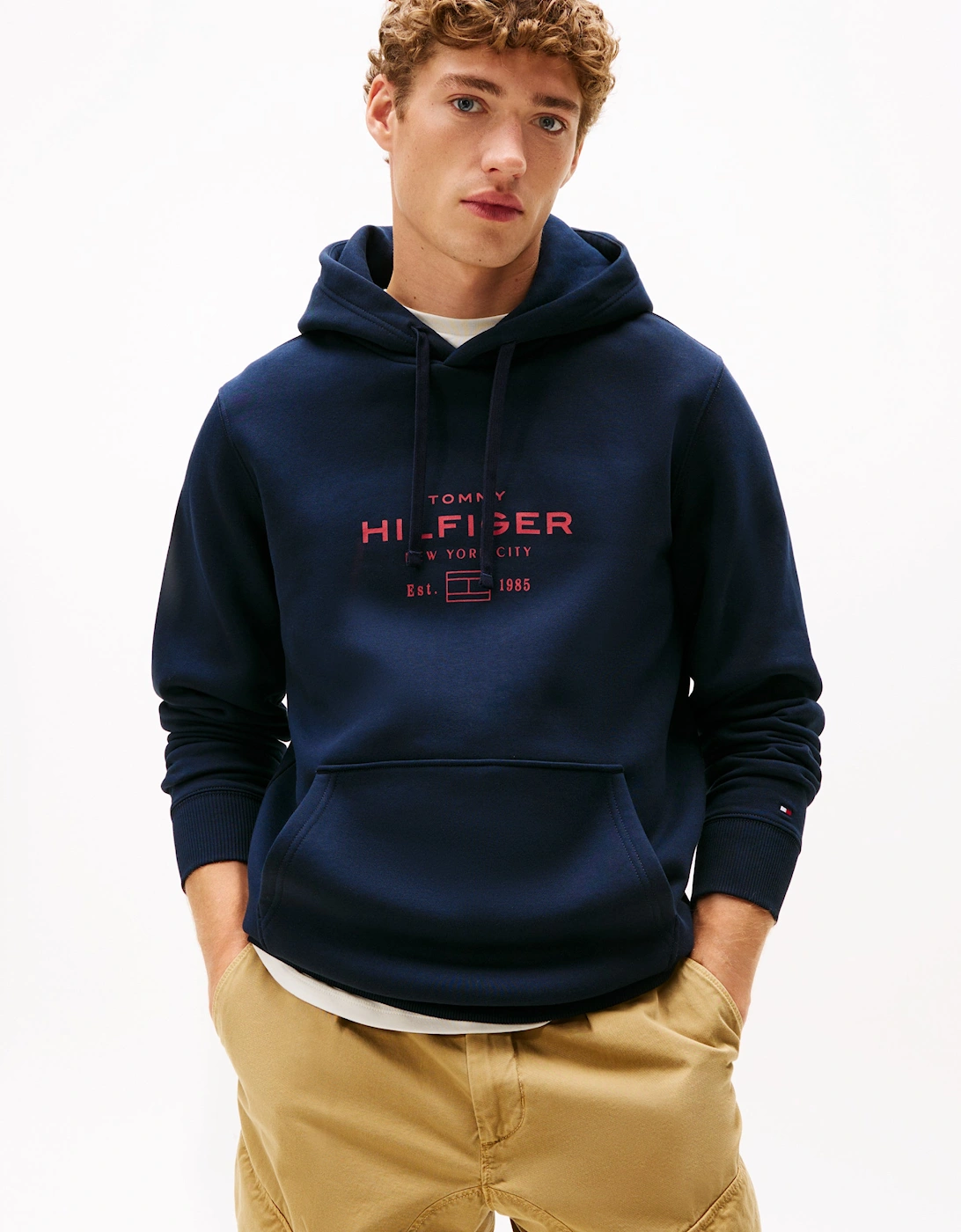 Men's Tommy Hilfiger Oval Mens Graphic Hoodie - Desert Sky - Blue/Black - Size: 40