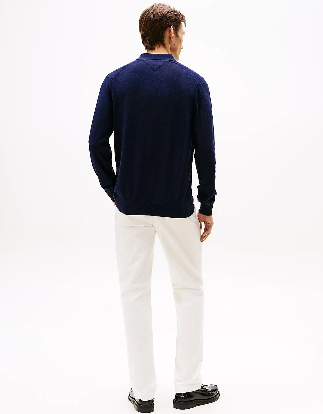 Pima Organic Cotton Cashmere Mens Long Sleeve Polo - Desert Sky