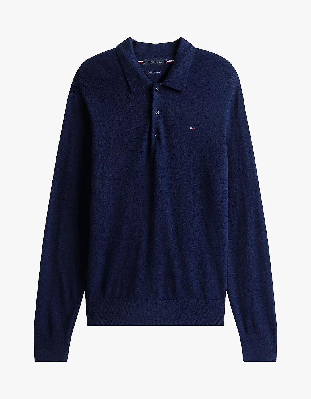 Pima Organic Cotton Cashmere Mens Long Sleeve Polo - Desert Sky