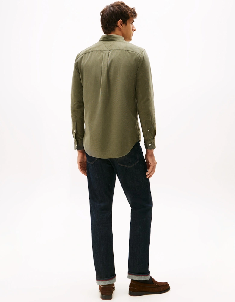 Solid Corduroy Mens Long Sleeve Shirt - Battle Green