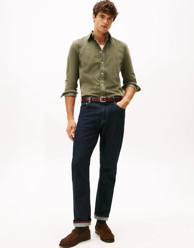 Solid Corduroy Mens Long Sleeve Shirt - Battle Green