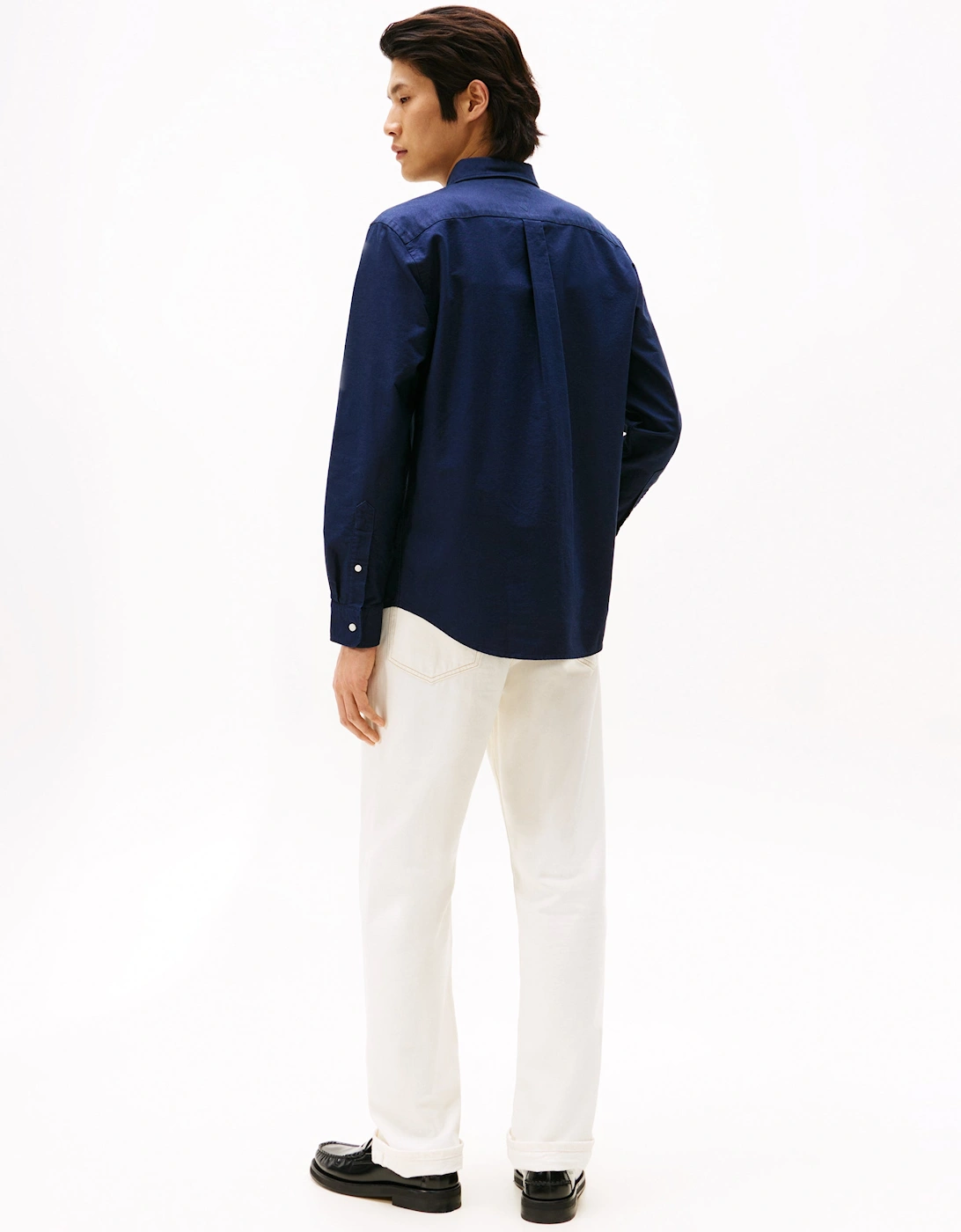 Solid Heritage Mens Long Sleeve Oxford Shirt - Preppy Navy/Desert Sky Solid