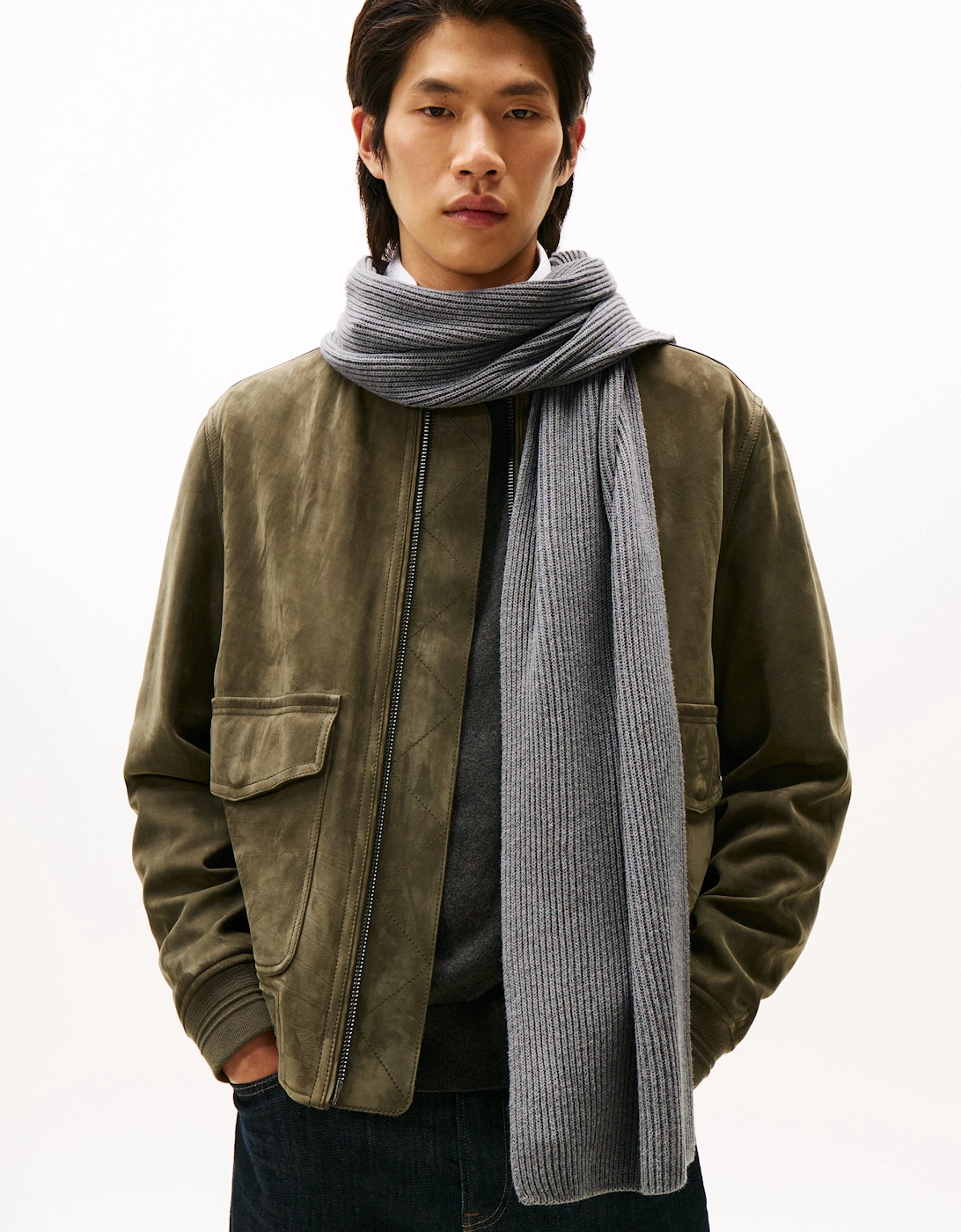 TH Flag Mens Pima Cotton Scarf - Mid Grey Heather, 5 of 4