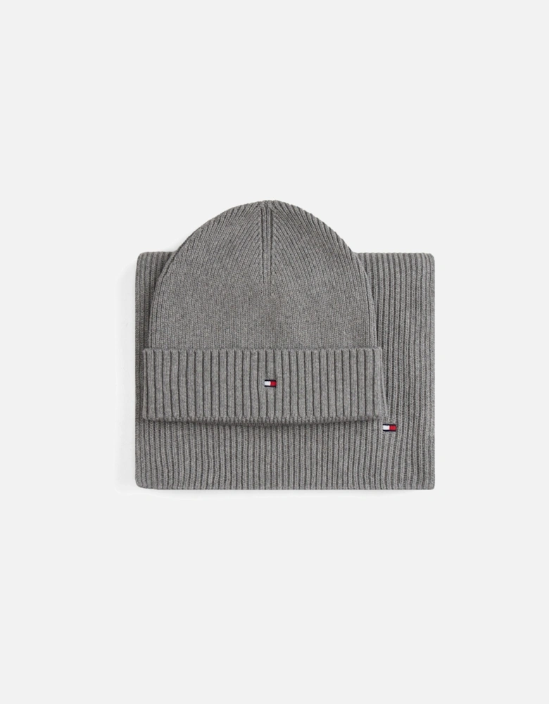 TH Flag Mens Beanie & Scarf Gift Set - Mid Grey Heather