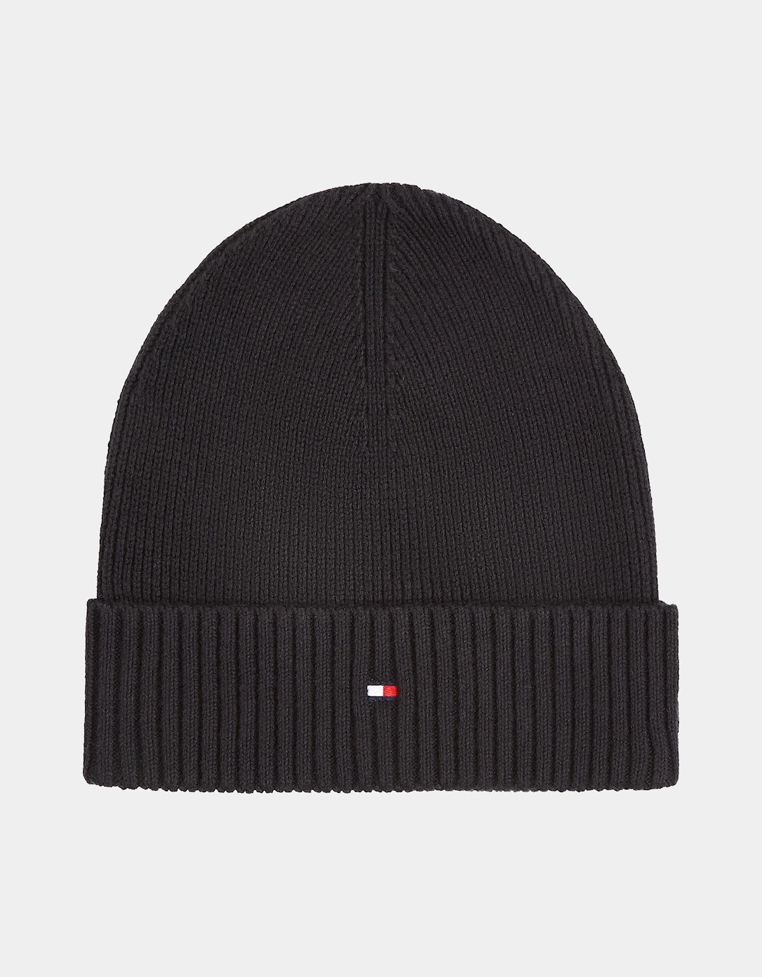 Men's Tommy Hilfiger TH Flag Mens Pima Cotton Beanie - Black - Size: ONE size