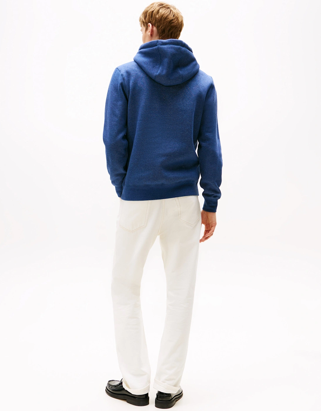 Tommy Logo Flex Fleece Hoodie - Aegean Sea Heather