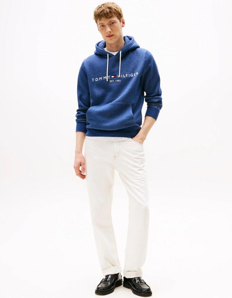Tommy Logo Flex Fleece Hoodie - Aegean Sea Heather